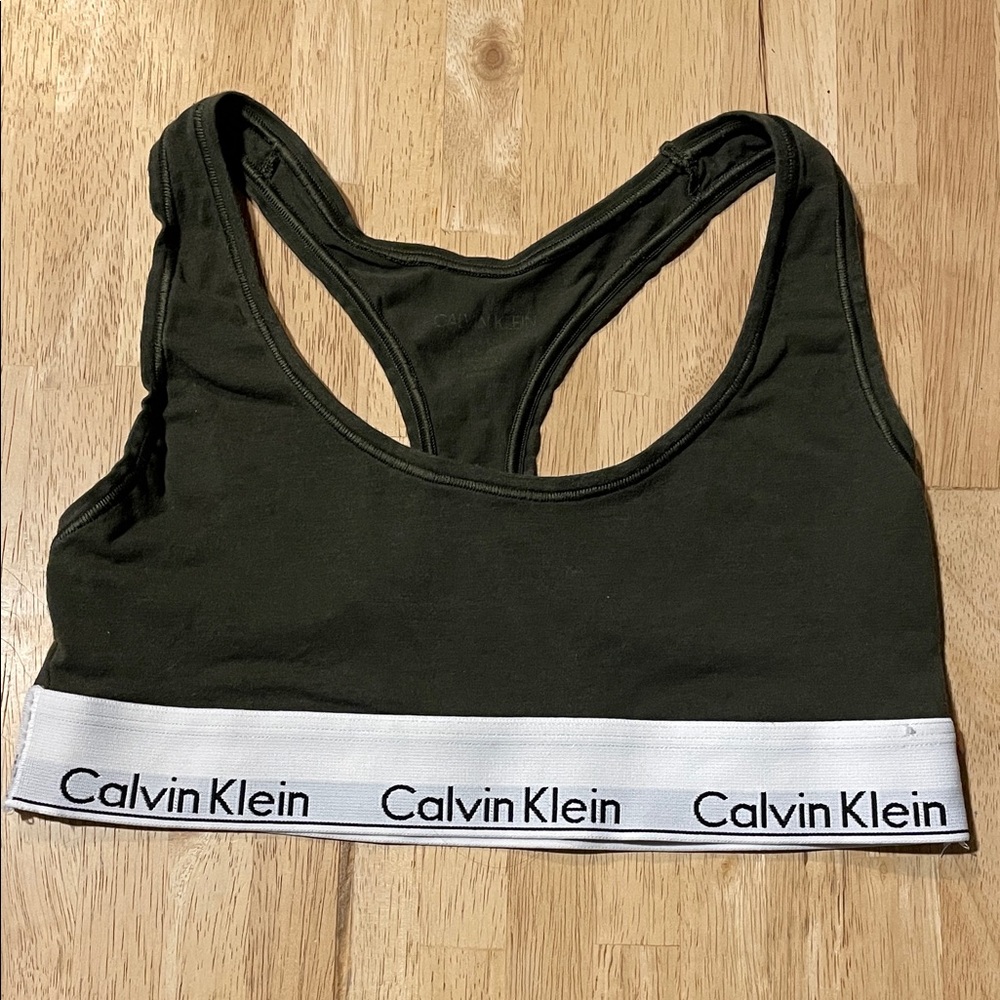 Calvin Klein Dark Green Bra with White Band
